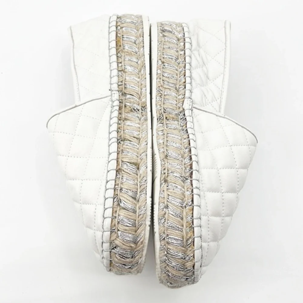 J/Slides Renata White Quilted Flatform Espadrilles size 10